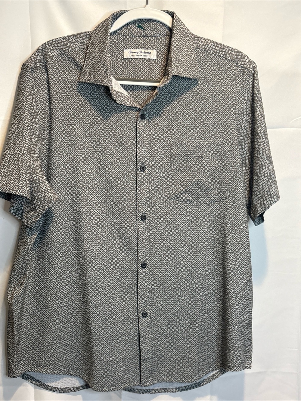 Tommy Bahama Short-Sleeve Button-Down Shirt - Gray Geometric